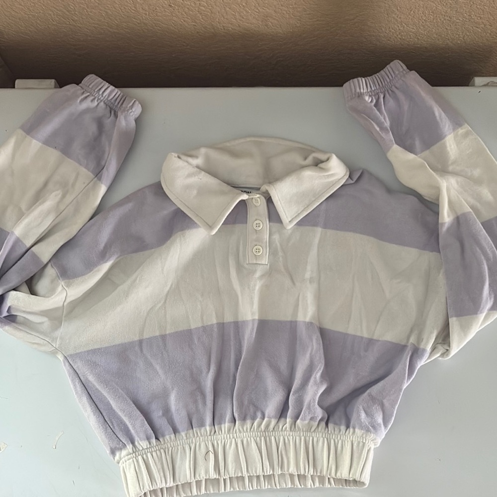 Arizona Jean Company Kids Striped Shirt - White and Light Purple